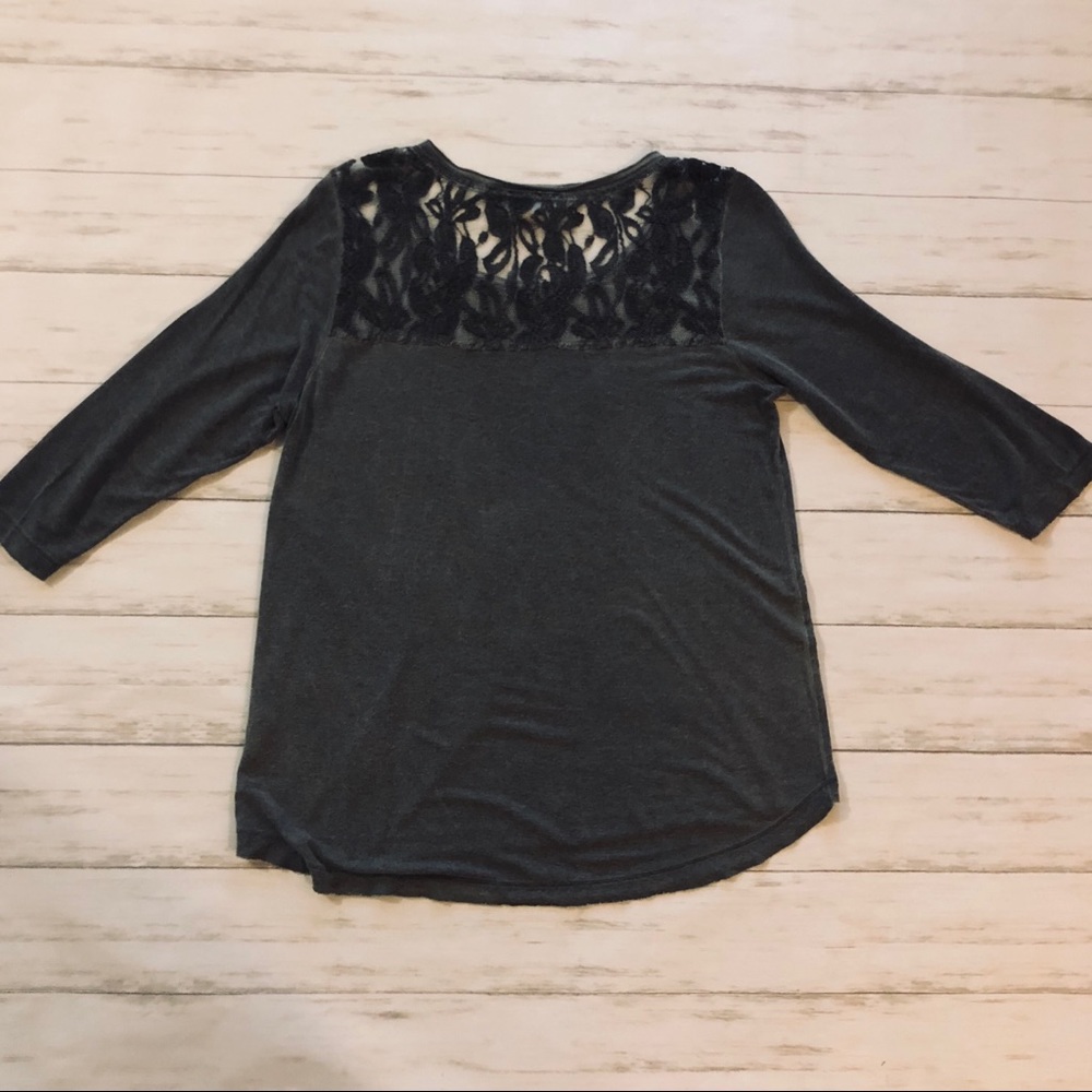 Charcoal Tee With Lace Back